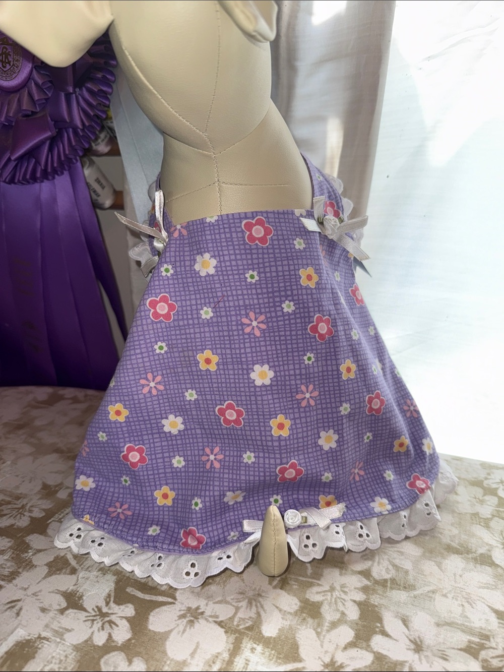NWOT DOG Purple Floral Sundress with Eyelet Trim handmade